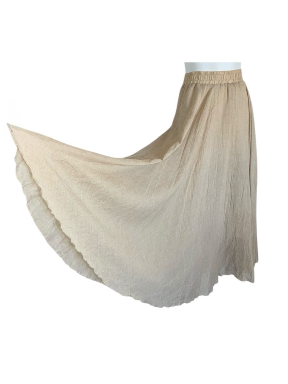 LiuLiu Fushi Women’s S, Flowing Beige Gauze Maxi Skirt. EUC